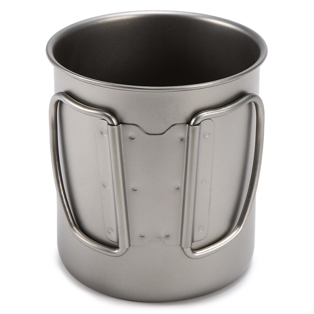 Ultrakevyt titaanikuppi ulkokäyttöön kannettava muki retkeilytarvikkeet piknik-vesikuppi taitettavalla kahvalla 300ml/ 400ml / 450ml / 750ml