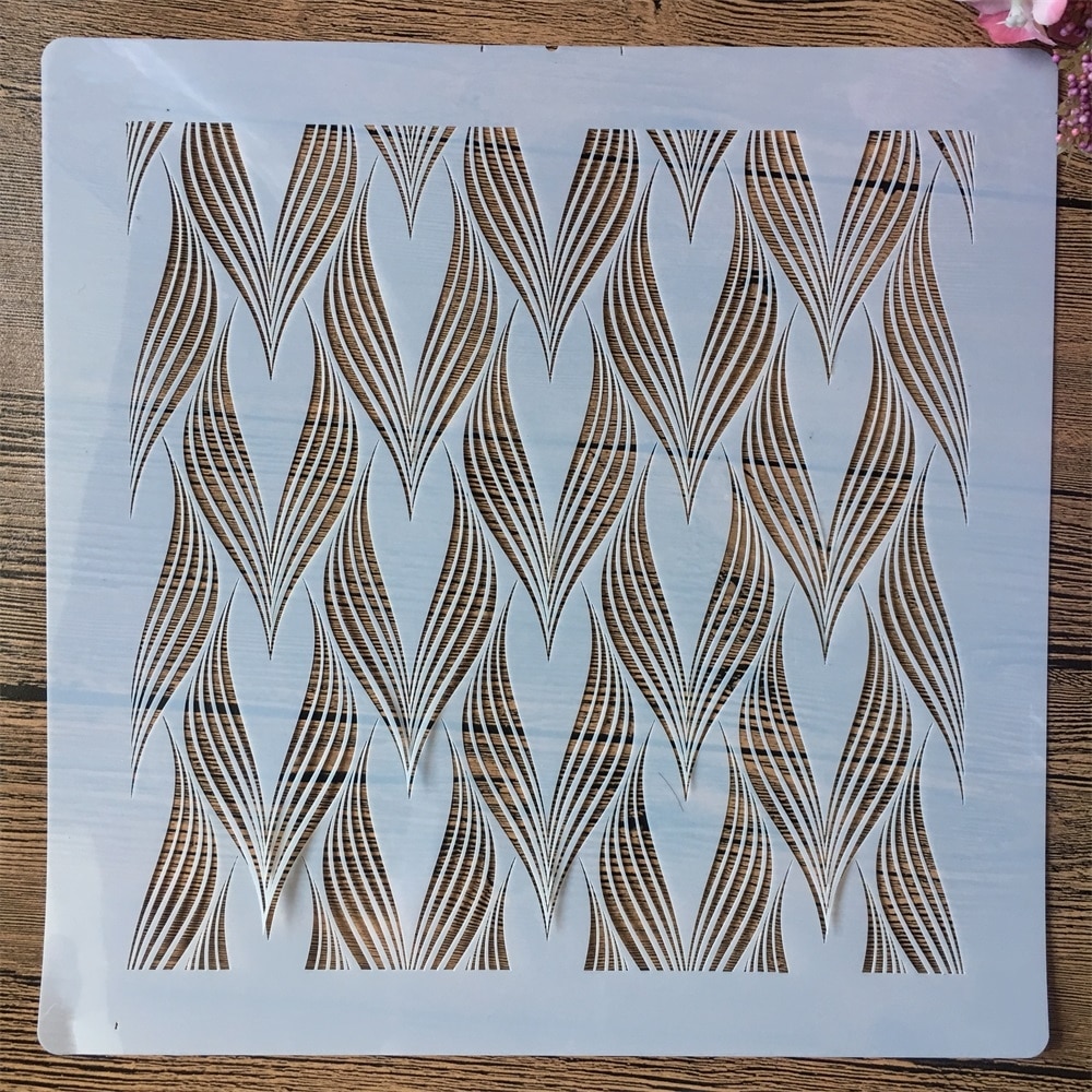 Wavy Pattern Embossing 12*12inch Mandala Wavy Feather DIY Layering Stenci... – Grandado