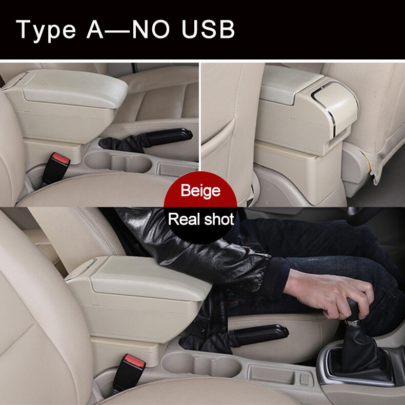 Boîte universelle d'accoudoir de voiture Auto accoudoir Central Pad Interface Usb Automobile boîte de rangement intérieure pièces de modification réglables: A Beige