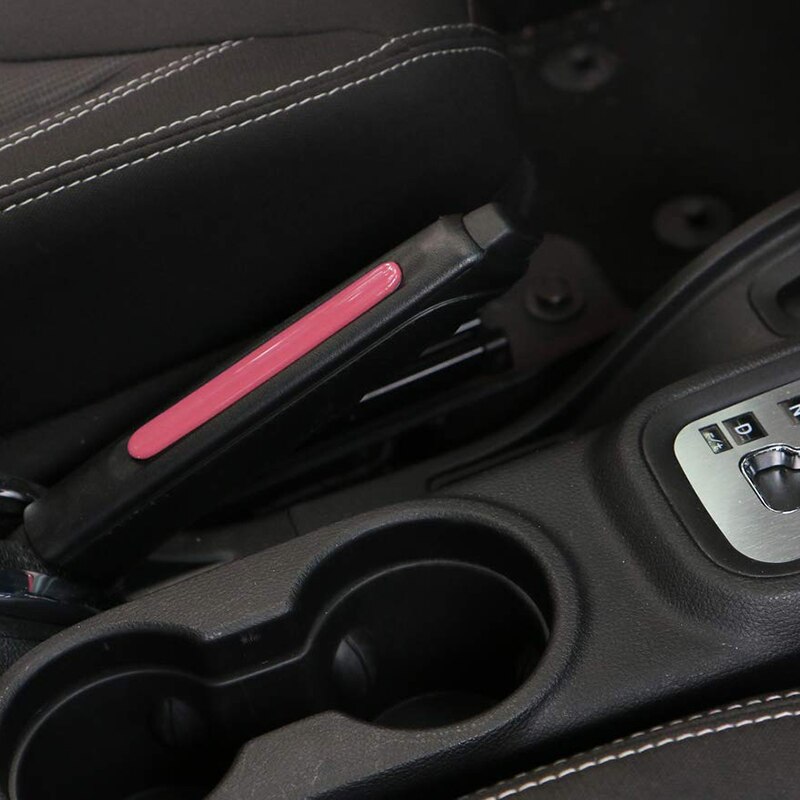 Bil abs handbroms list handbromsskydd trim dekoration klistermärke för jeep wrangler jk bil interiör, rosa