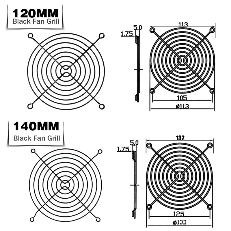 5 Stuks 60Mm 80Mm 90Mm 92Mm 120Mm 140Mm Fan Grills Metalen Mesh Vinger Guard beschermende Netto Fan Grill Computer Case Fan Grill