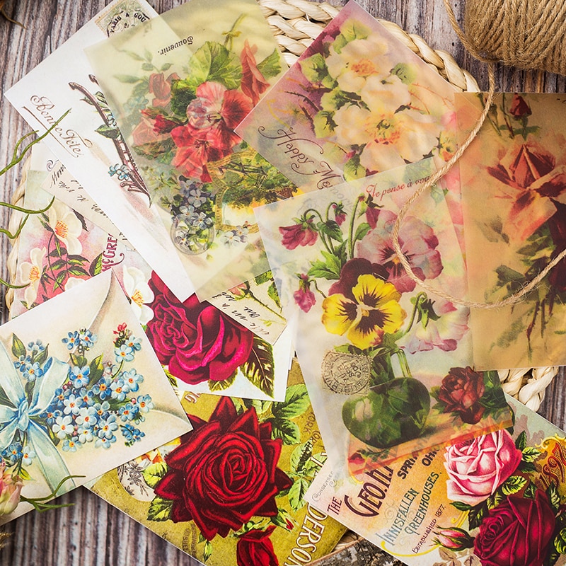 12 Stks/zak Vintage Bloemen Velijn Papier Patroon ... – Grandado