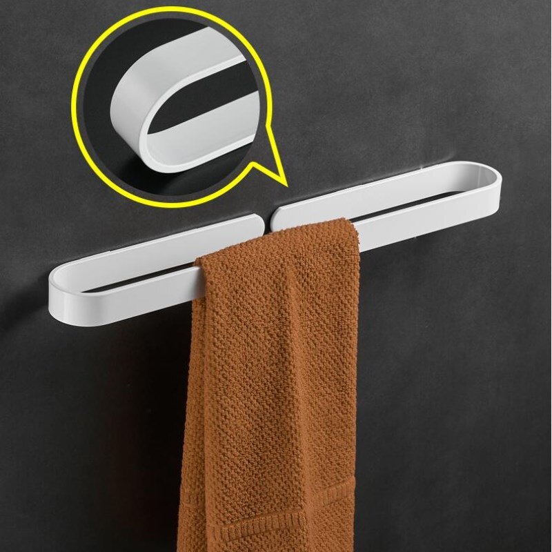 Spikerfri fast aluminium hvit håndkle bar enkelt håndklestativ dårlig hvit håndkleholder 30/40/50/60 cm