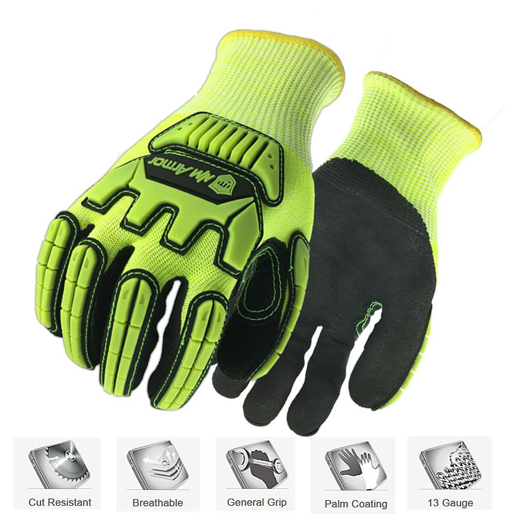 NMSafety-gants de sécurité ANSI A5, de travail avec revêtement HPPE résistant aux coupures, Anti-Vibration, niveau 5, mécanique