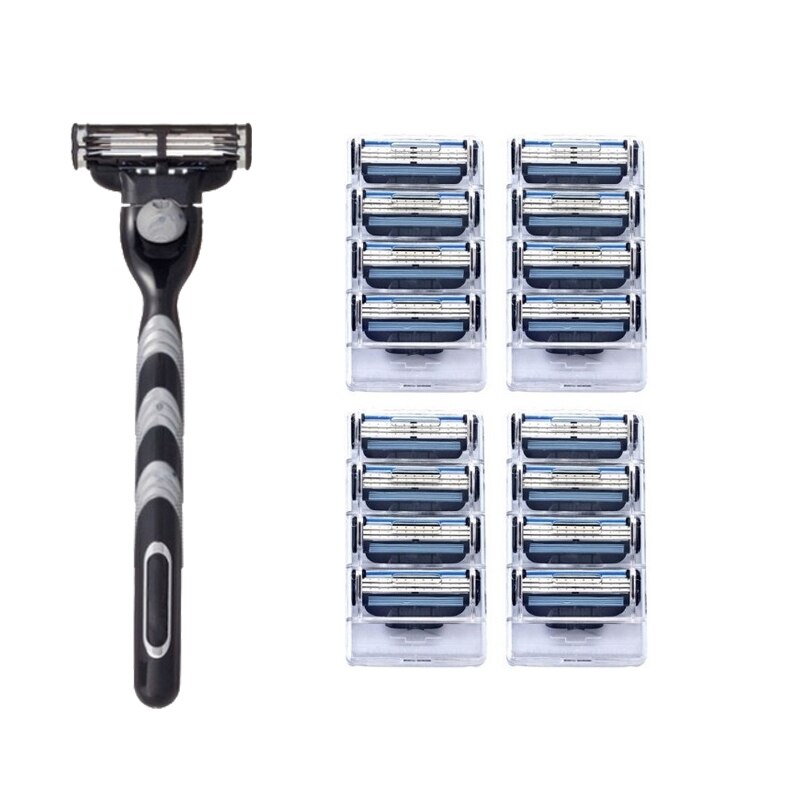 Men's safety razor blade 3-layer shaving care classic stainless steel smooth shaving manual shaver: 9