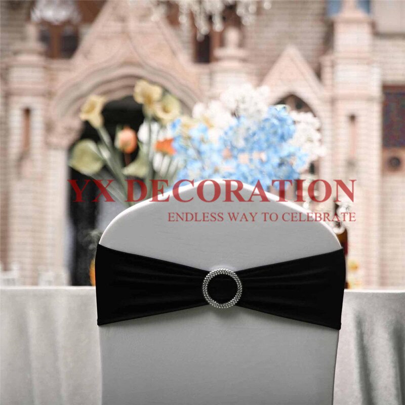 Ceinture de chaise en Lycra | Bande Spandex bon marché, adaptée à la housse de chaise, décoration de Banquet et de mariage: black