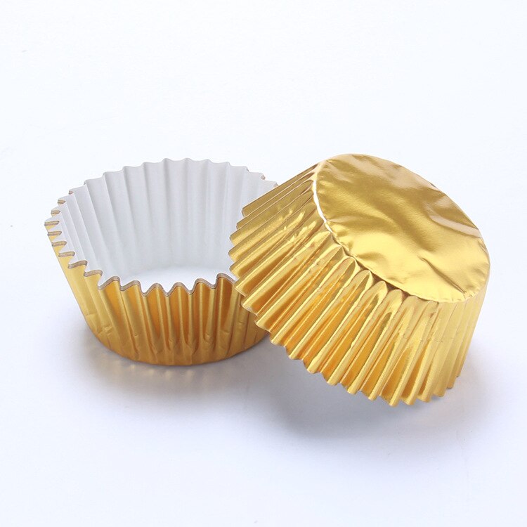 200Pcs Verdikte Aluminiumfolie Cupcake Muffin Papieren Vormpjes Liners Mini Cake Magnetron Veilig Bakvorm Zoetwaren Gereedschap