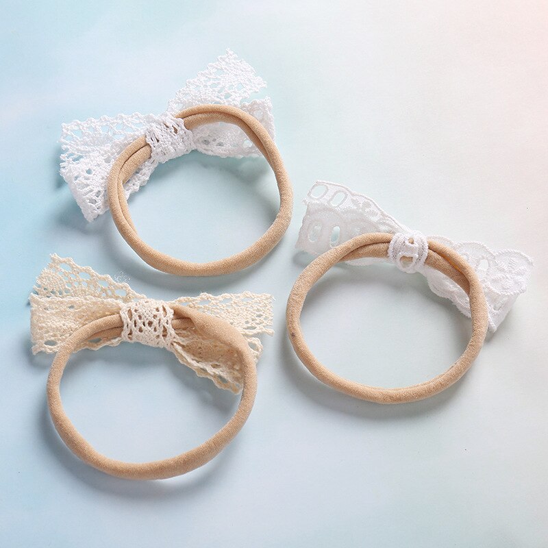 Diadema o pinzas para el pelo de nailon con lazo de encaje Vintage, para Baby Shower
