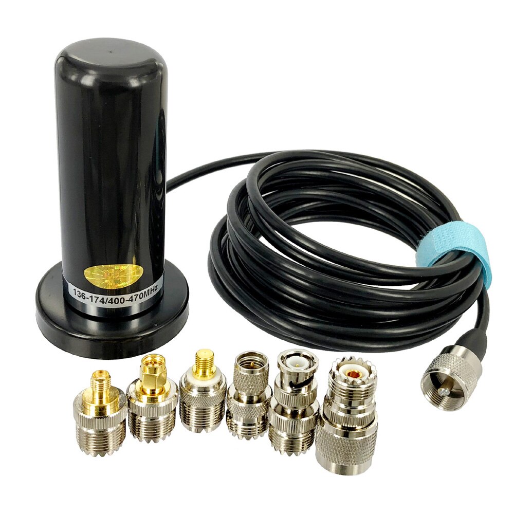 Base de montage magnétique et connecteur BNC pour talkie-walkie, Radio de voiture, antenne double bande VHF UHF PL259, câble Coaxial de 5M: Black
