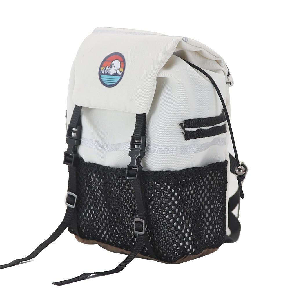 Mochila de simulación, bolsa de almacenamiento de pala, bolsa de equipaje, decoración de bolso para 1/8 1/10 coche trepador de control remoto Axial SCX10 Trax/como TRX4 D90: Blanco