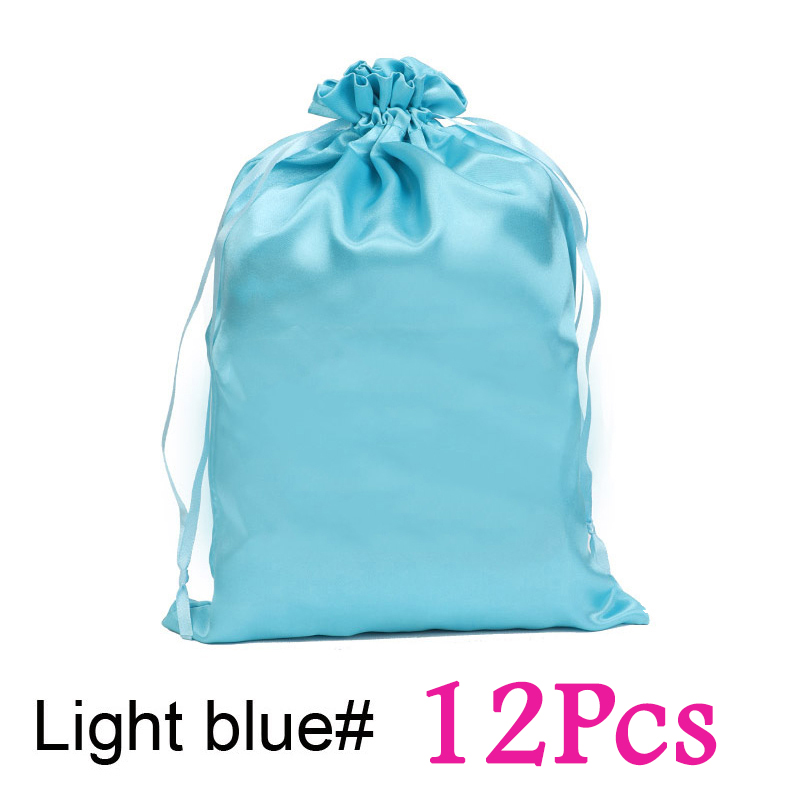 Sac de perruque en Satin, 12 pièces, sacs de rangement 25x35Cm, grand sac de perruque en soie douce noir rose pour outils d'emballage de perruque, accessoires de perruque: Rose