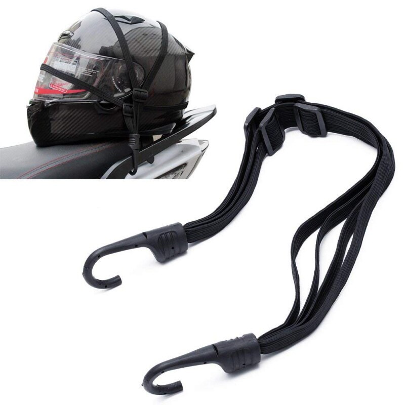 1PC Motorfiets Flexibele Intrekbare Helm Bagage Elastisch Touw Riem Met 2 Haken Motorfiets Accessoires