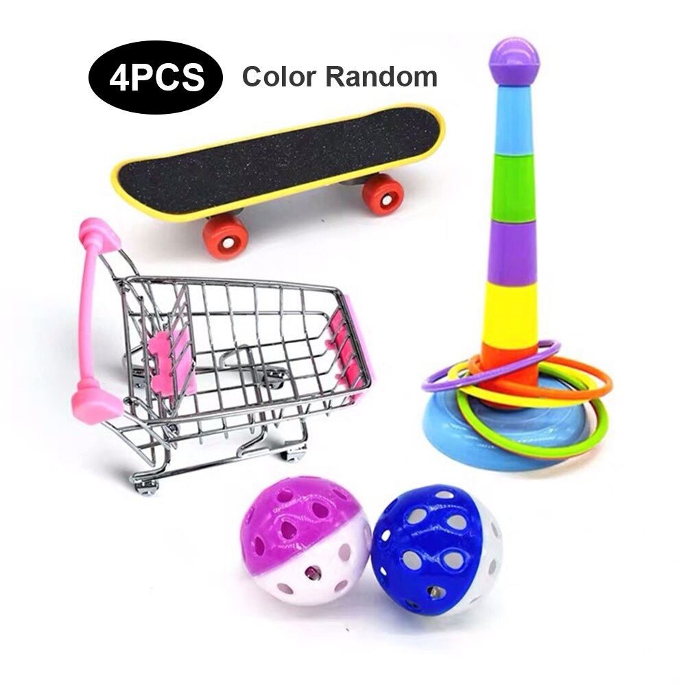 Sjovt mini ferrule legetøj til papegøje intelligens udviklingsspil farverige ringe fugl aktivitet træning legetøj: F