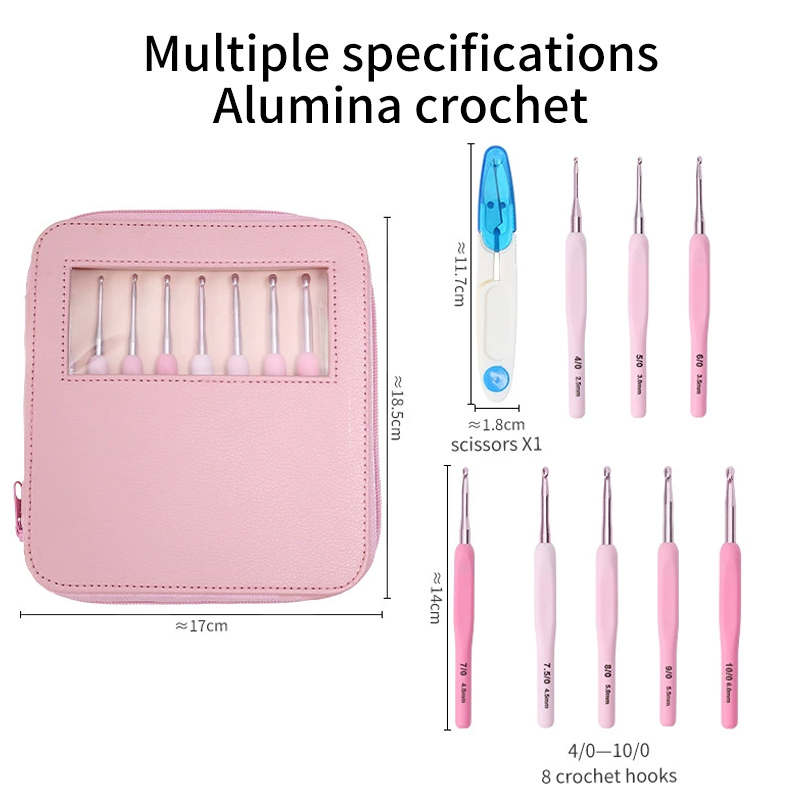 Juego de ganchos de ganchillo para tejer, herramienta de costura para uso doméstico para principiantes, manualidades DIY, marcadores de punto de ganchillo, herramientas de agujas, accesorios de tejido con bolsa: Gris oscuro