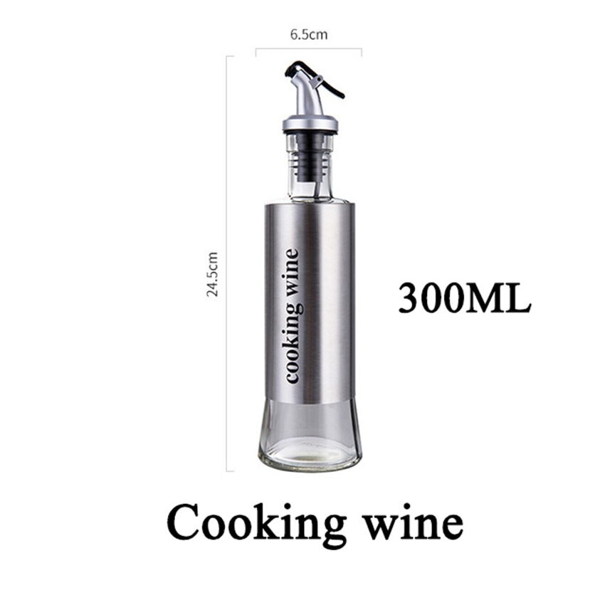 Useful 300ML Olive Oil Dispenser Bottle with Funnel Stainless Steel Oil Pourer Dispensing Bottles Oil Vinegar Sauce Bottle: Cooking wine