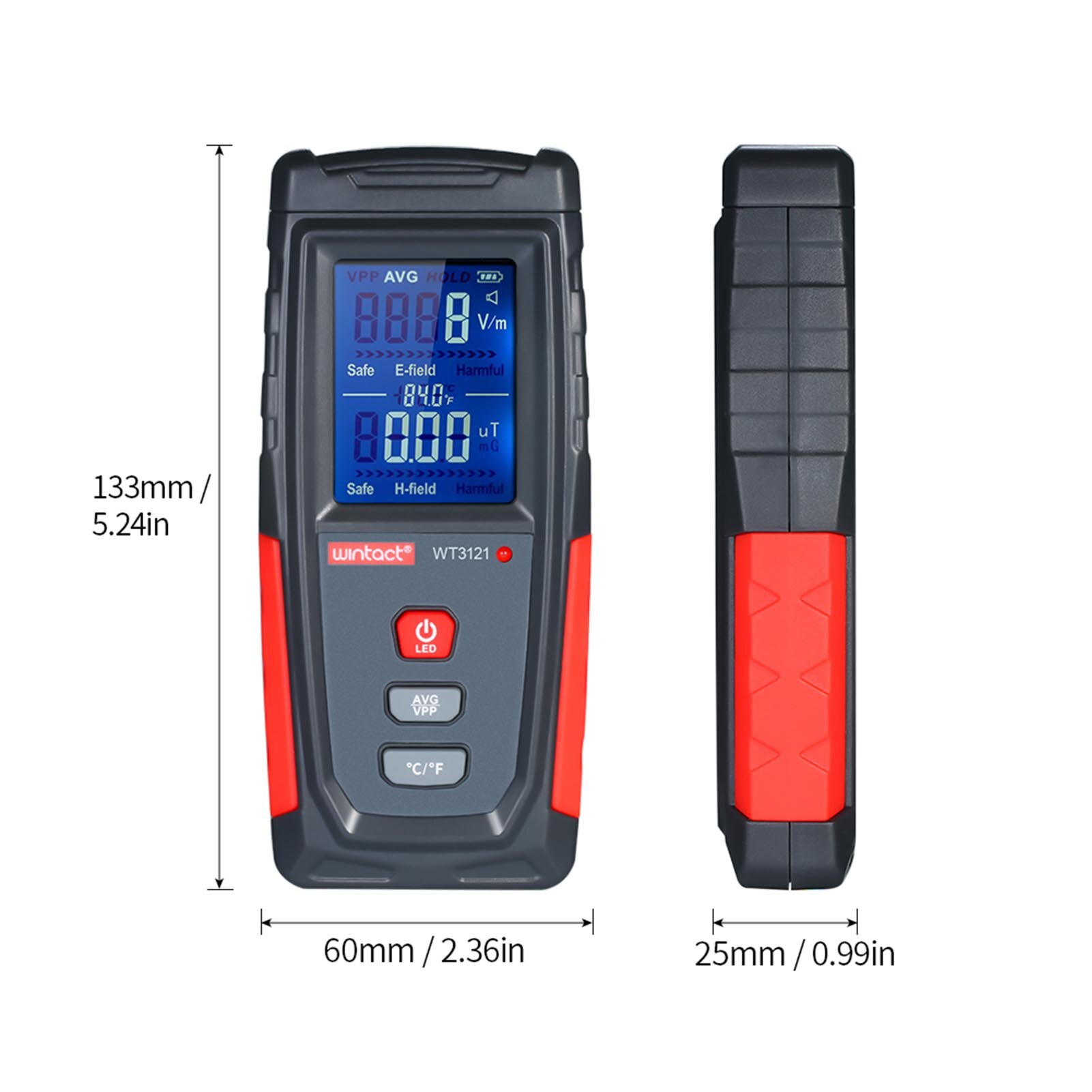 3-in-1 Electromagnetic Radiation Detector EMF Meter Handheld Household Anti-radiation Tester With Temp Sound Light Alarm WT31213