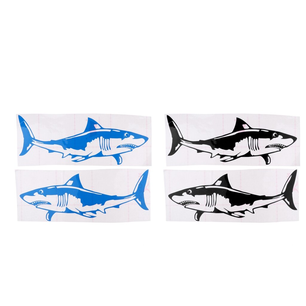1 Pair Large Durable PVC Shark Sticker Funny Decals for Kayak Fishing Ocean Boat Canoe Dinghy Raft Car Truck Window Bumper DIY
