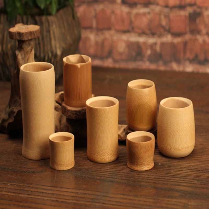 Japan Teaism Engraving Tea Cup Natural Bamboo Joint Wine Tea Cup for Home Tea Table Decoration Tea Ceremony Lotus Magpie Cupss.