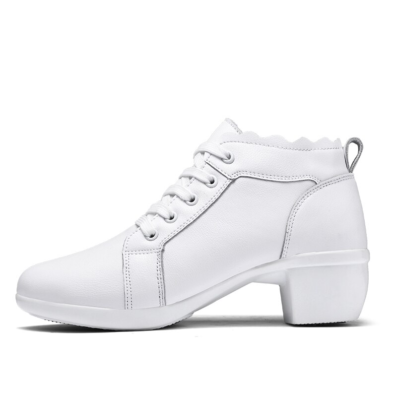 Women's Lady's Girl's Indoor Oxford Leather Sole Chunky Heel Sneaker Ballroom Modern Latin Dance Shoes 5cm Heel High Zapatos