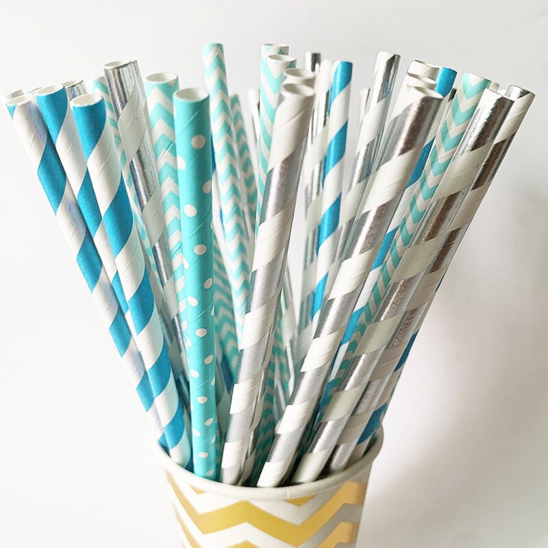 25Pcs Disposable Drinking Straw Eco Friendly colorful Paper Straw For Birthday Festival Decorations Drink Supplies
