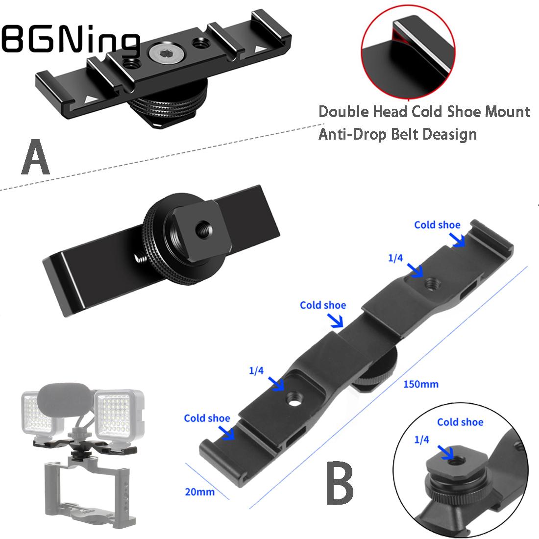 Bgning Triple/Dubbele Koud Schoen Mount Adapter 1/4 Mount Extension Bar Beugel Voor Dslr Camera Statief Zaklamp Licht Microfoon