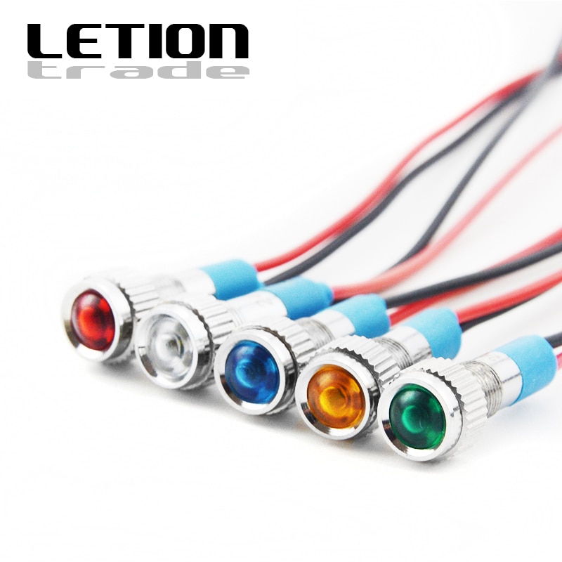 5Stck 6mm Wasserdichte LED Metall Anzeige Pilot Licht Signal Lampe 12V 24V 220V Maschine Auto Stiefel Arbeits PC Energie
