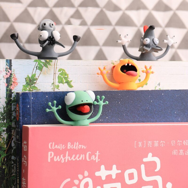 3D Cartoon Lovely Animal Bookmark Cute Cat PVC Bookmarks Funny Student Children School Stationery for Kids
