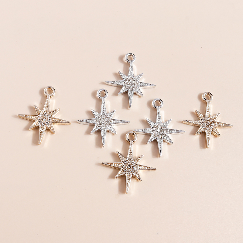 Dijes de estrella de cristal brillante para pendientes, accesorios para hacer pulseras, colgantes, collares, llaveros, fabricación de joyas Diy, 10 piezas, 27X20mm