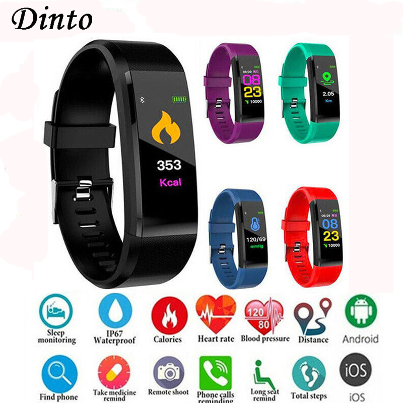 Dinto 115 Plus Hartslagmeter Bloeddruk Armband Fitness Tracker Smart Horloge Sport Smartband Polsbandje Voor Ios Android