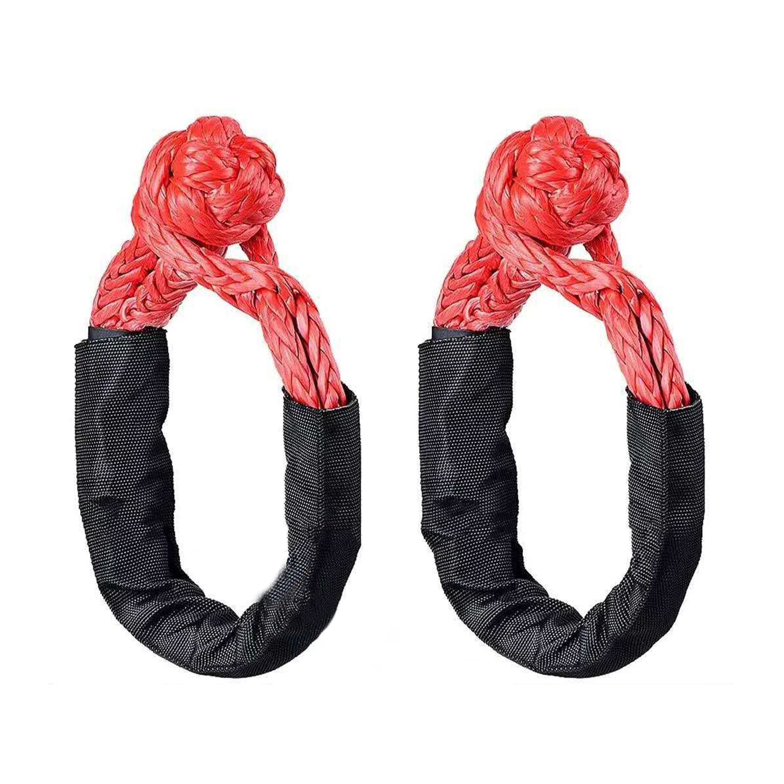 2pcs Off Road Towing ATV Winch Synthetic Portable Car Broke Down Strap Accessories UTV Soft Shackle Rope With Protective Sleeve: Red