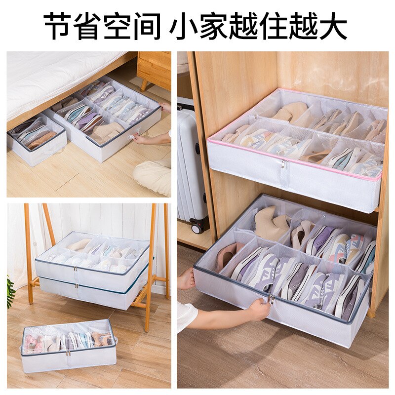 Foldable Drawer Organizer For Shoe Adjustable Bed Bottom Shoe Storage Box Large Capacity Dust-proof Shoe Box Washable And Foldab