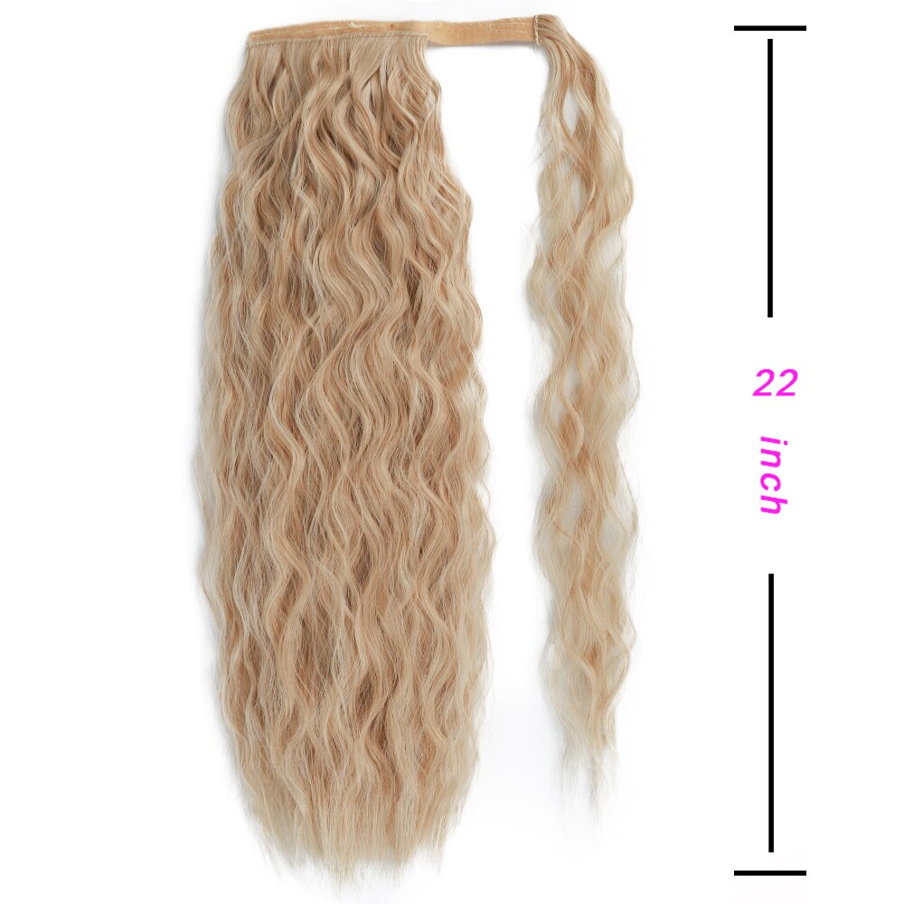 Cola de Caballo de maíz largo rizado de 22 ", degradado/Cola de Caballo sintética pura, envoltura alrededor de pasta mágica, Coleta, Clip en el pelo: 24-613