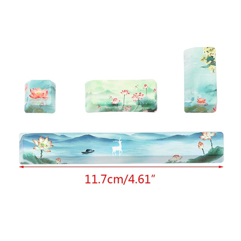 4key Custom Lotus Theme Mechanical Keyboard Keycaps ESC Enter Enter 6.25u Spacebar PBT OEM Profile Novelty DIY Keyboard
