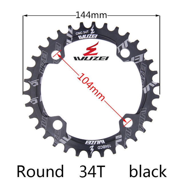 Wuzei 104 bcd crown mtb monoplates kettingblad mountainbike kettingblad 36 34 32 38 40 42 30 tanden fiets smal breed tandwiel: Rood