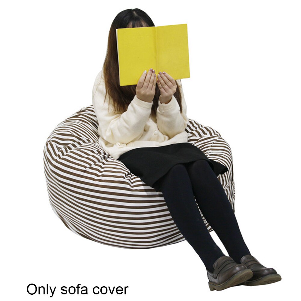 Bean Bag Sofa Cover 80cm Canvas Round Plush Toy No Filling Zipper DIY Gaming Home Decor Accessories Storage Washable Organizer