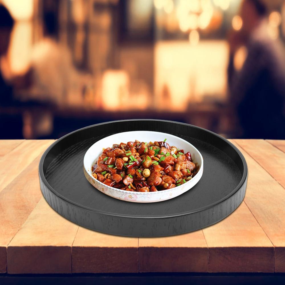 Svart rund trä tekopp hem tebricka restaurang tallrikar hållare fat servering tehus café te tallrik köksredskap