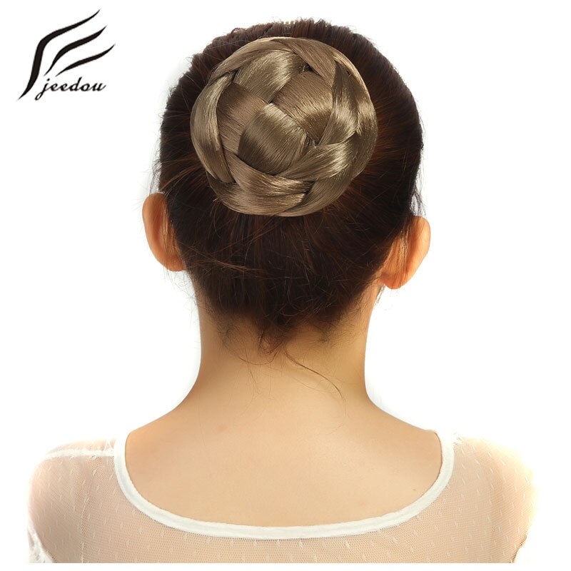 Jeedou trançado chignon cabelo sintético multi-camadas tranças almofada de pão de cabelo 10*6cm 60g redondo penteado elegante vintage updos