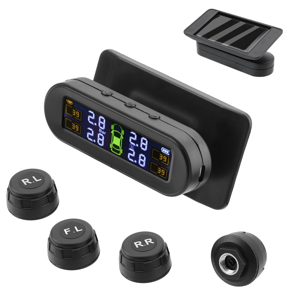 LEEPEE Tire Pressure Monitoring System Car Tyre Monitor With 4 External Sensors Temperature Warning Fuel Save Solar TPMS: Default Title