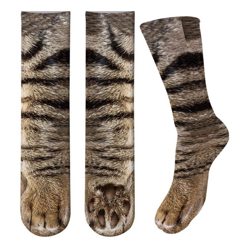 Adult children 3D Print Animal Paw Socks Unisex Crew Cat Long Stocks Elastic Breathable sport Sock Duck Horse Cat Paw cow Hoof