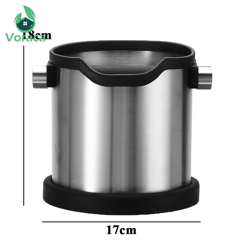 Stainless Steel Coffee Knock Box 1800ml Espresso Grind Container Anti Slip Coffee Grind Dump Bin Waste Bin with Detachable Knock
