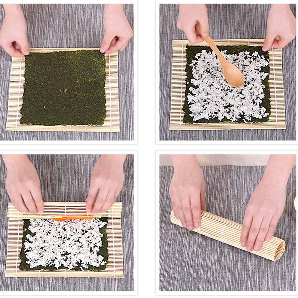 Enrollador de Sushi, fabricante de cortinas de bambú DIY, rodillo de estera de Sushi, moldes de arroz Onigiri, herramienta de rodillo de Sushi, accesorios de cocina, comida Beto