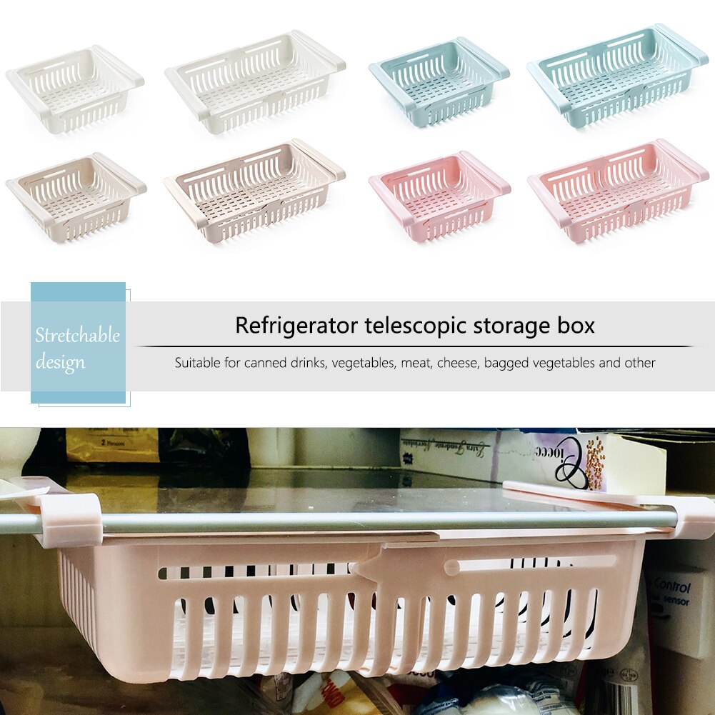 Adjustable Stretchable Refrigerator Organizer Drawer Basket Pull-out Drawers Fresh Spacer Layer Fridge Household Storage Rack