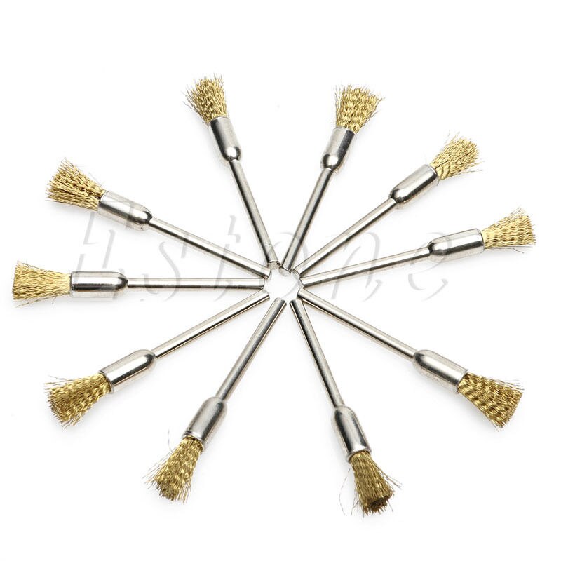 1 Set 10pc Mini Brosse Métallique Brosses 3mm x 5mm En Laiton Roue de Coupe pour Meuleuse ou Perceuse