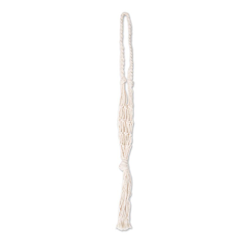 Bolsa tejida de cuerda para botella de vino, bolso de bolsillo de Red tejido hecho a mano, macramé, de algodón, soporte para botella de vino tinto, cesta colgante: Blanco