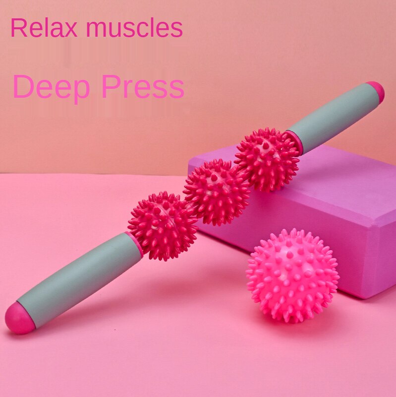 Yoga massage stick roller muscle relaxation shaft spiked club massage roller rolling leg stick fitness stick fascia Rod