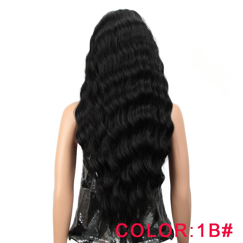 Perruque Lace Front Wig synthétique MAGIC de 28 pouces | perruque Lace Front Wig brune rouge doré, perruques ondulées et longues pour femmes,: 1B