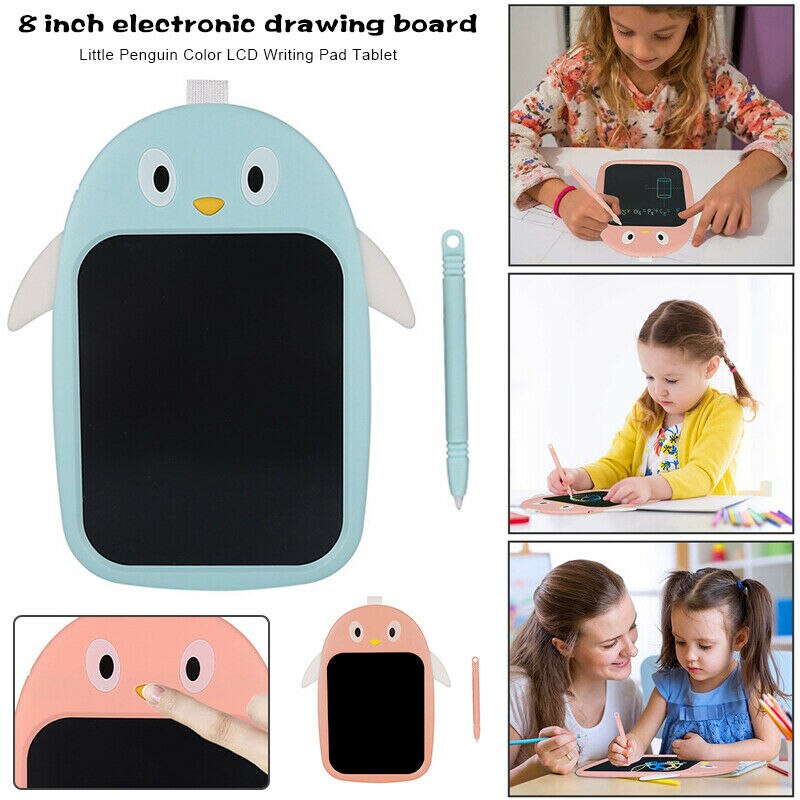 8 Inch Mini LCD Writing Color Board For Children Penguin Color LCD Digital Drawing Writing Graphic Tablet One-key Lock Screen