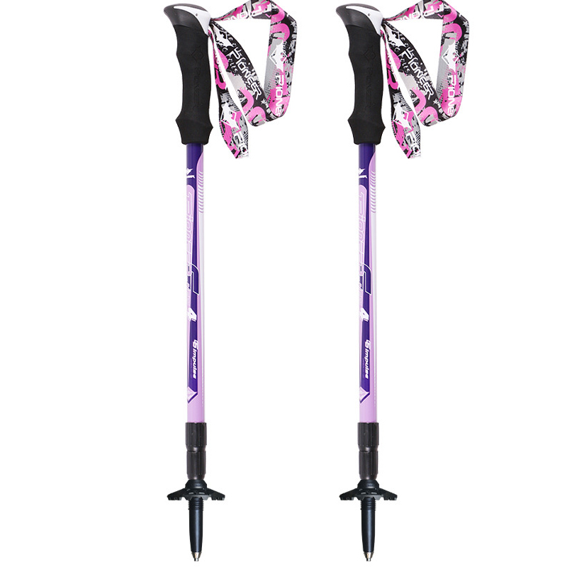 2 stks Trekking Wandelen Polen Ultralight Inklapbare En Verstelbare Met Telescopische Shafts Perfect Voor Wandelen Wandelen Backpacken: purple