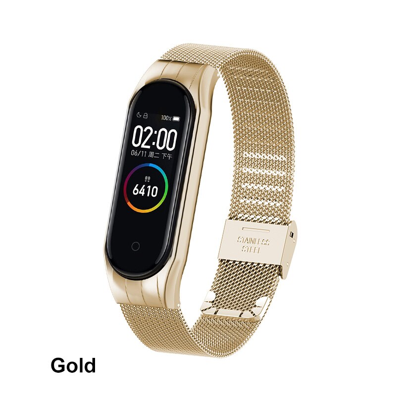 iONCT Metal Bracelet Strap For XiaoMi Mi Band 4 5 Strap Smart Watch Band Mi Band 3 Strap Bracelet Pulseira Miband 4 3 5 Strap: Gold / for mi band 5 Strap