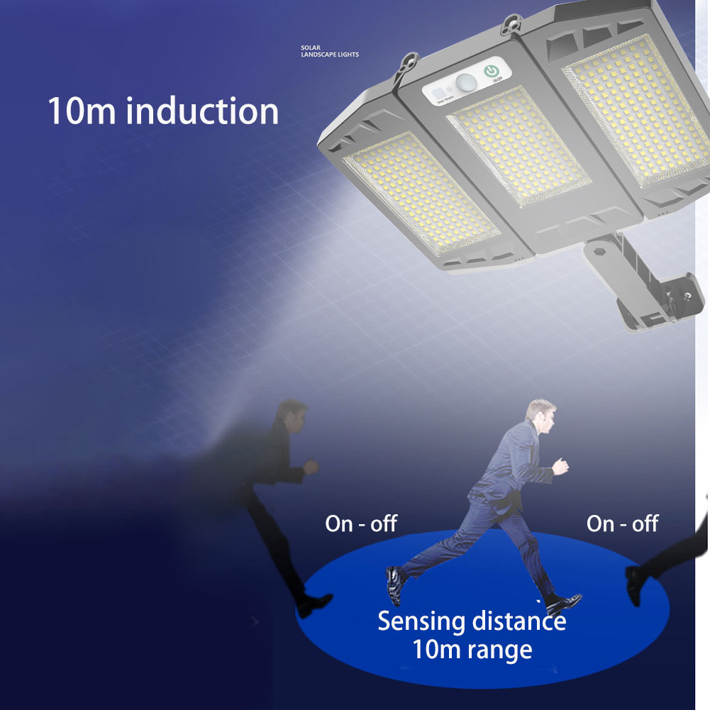 264/384 LED 3 COB Solar Street Lights Outdoor 3 Head Motion Sensor 180 Angle Wide Lighting Waterproof Remote Control Wall Lamp